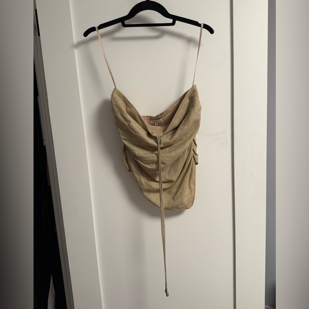 Onia Beige Ruched Cowl Neck Camisole